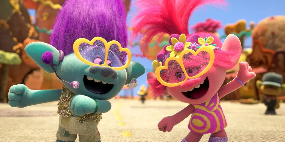 still from the movie Trolls World Tour; Courtesy Universal Studios