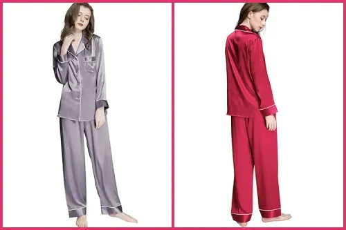 Women’s Silk Satin Pajamas Set – Button Down Sleepwear Loungewear; Courtesy of Amazon