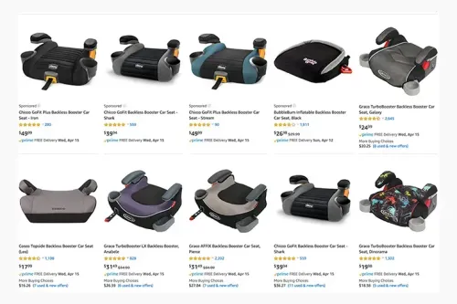 Backless booster seat product page Amazon