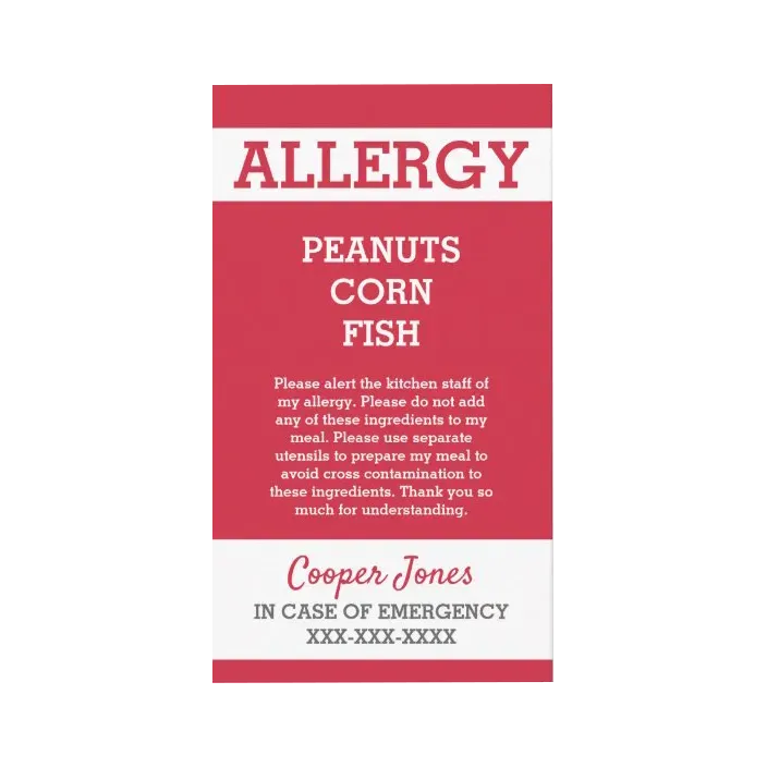 Allergy Business Card