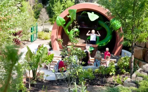 Children playing at an educational event at the Dallas Arboretum and Botanical Garden