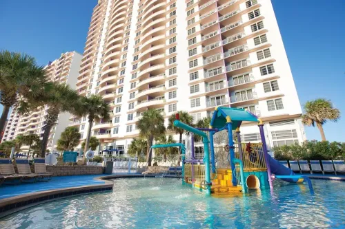 A water play set at a pool at Club Wyndham Ocean Walk hotel
