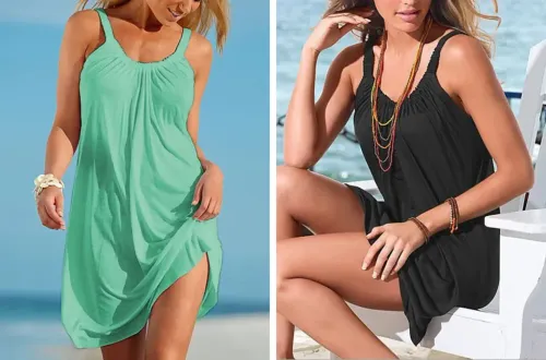 NORACORA Solid Scoop Neckline Spaghetti Strap Casual Dress