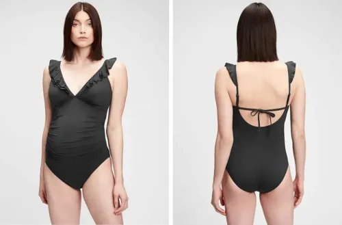 Maternity Recycled Ruffled V-Neck One-Piece Suit