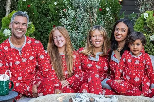 Family wearing Honest Organic Cotton Holiday Family Pajamas