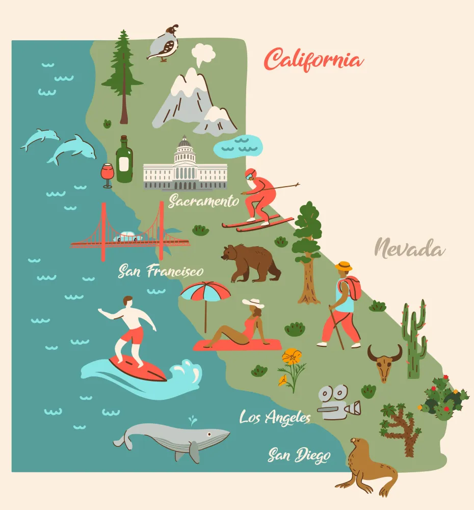 California map - Vector illustration. 