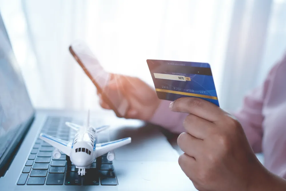 Booking plane tickets online using a credit card