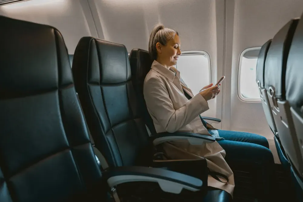 Person sitting on a plane