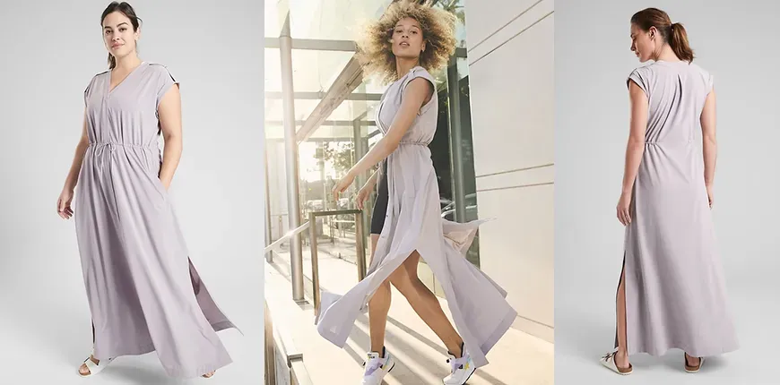 plus size long dresses with sleeves Plus Size Flowy Long Sleeve Midi Chiffon Dress main image 0